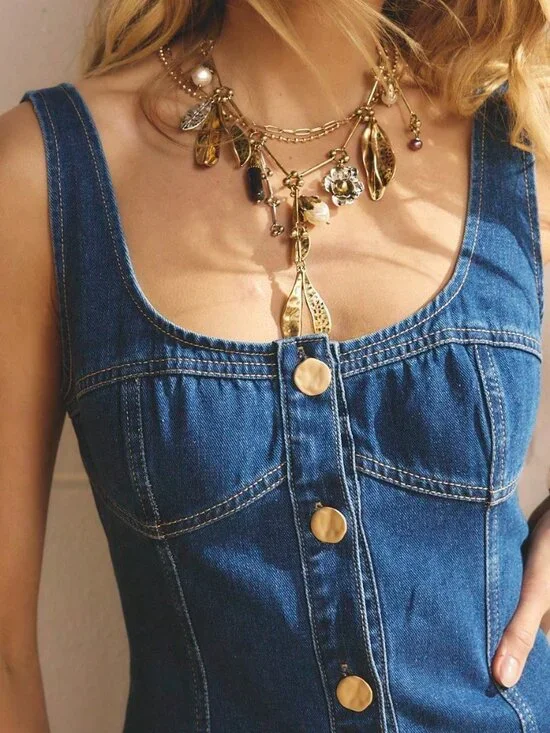 Blue Casual Women's Button Front Bodycon Square Neck Denim Mini Vacation Dress - Picture 8 of 9